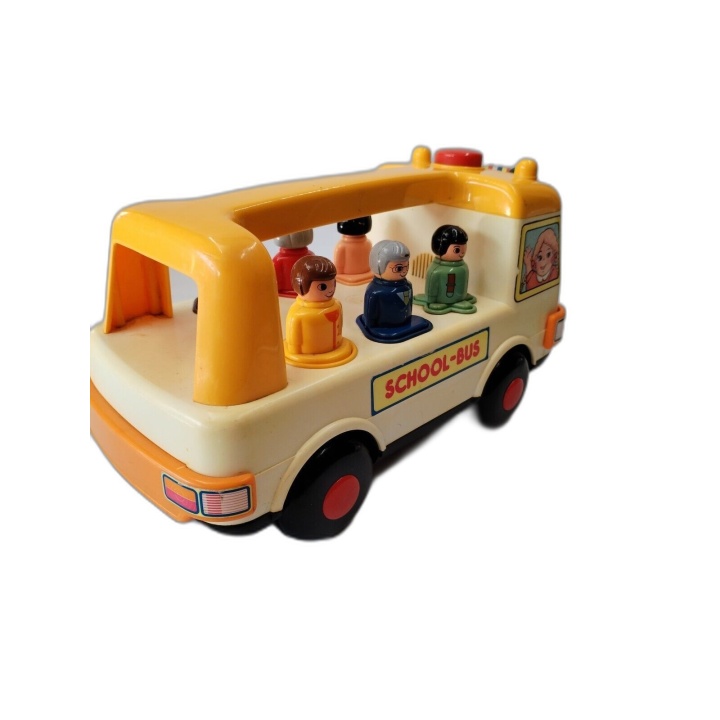 Playwell School Bus Vintage - Bus Scolaire Jouet Enfant avec Figurines