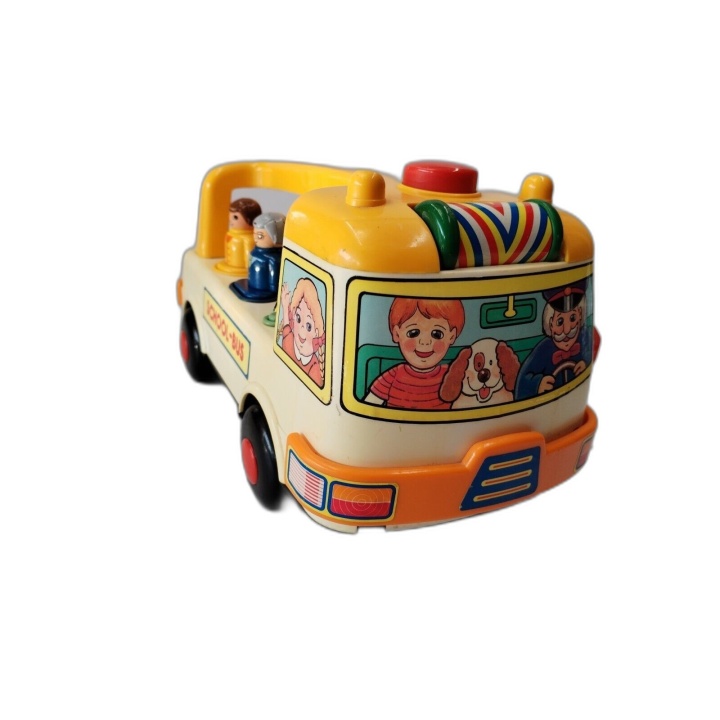 Playwell School Bus Vintage - Bus Scolaire Jouet Enfant avec Figurines