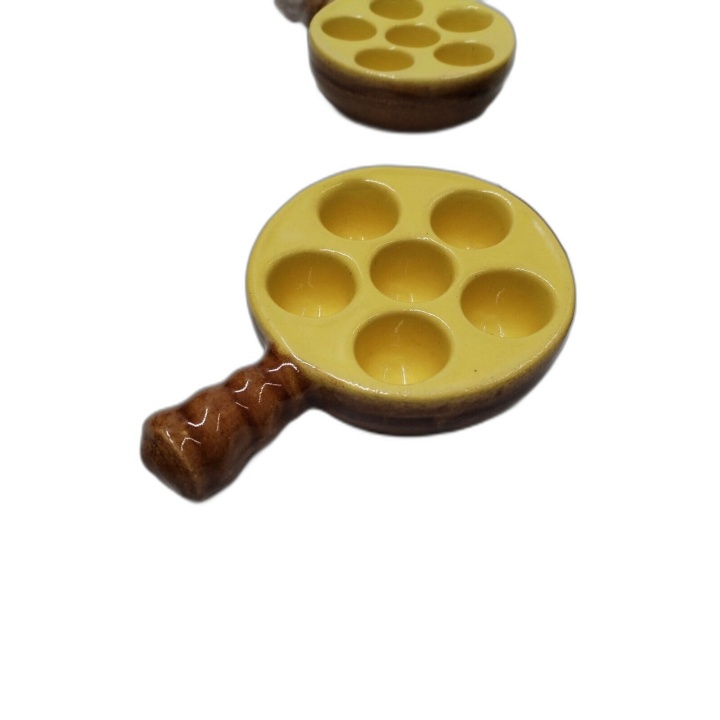 Lot 5 Assiettes à Escargots Céramique Jaune & Marron - Poêlon Vintage