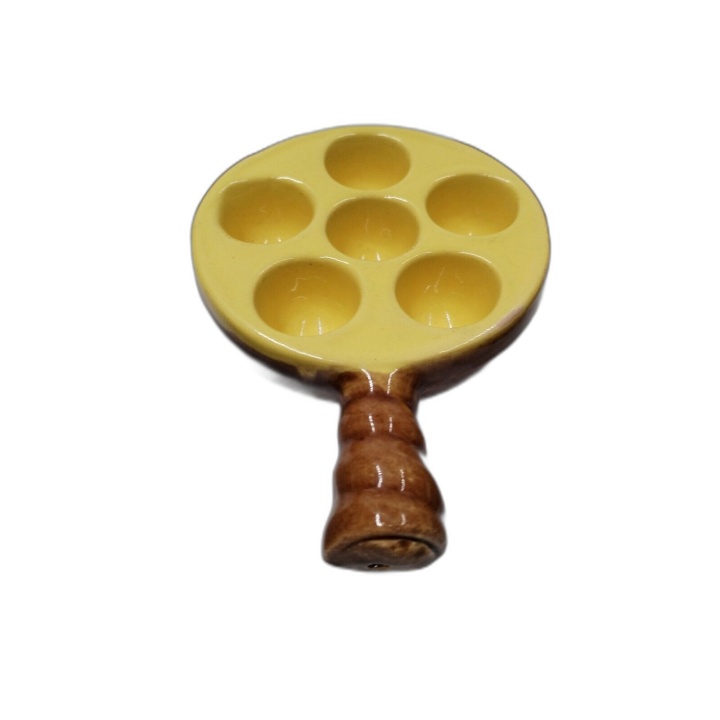 Lot 5 Assiettes à Escargots Céramique Jaune & Marron - Poêlon Vintage