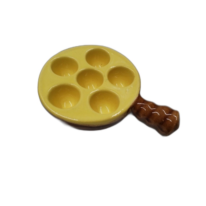 Lot 5 Assiettes à Escargots Céramique Jaune & Marron - Poêlon Vintage