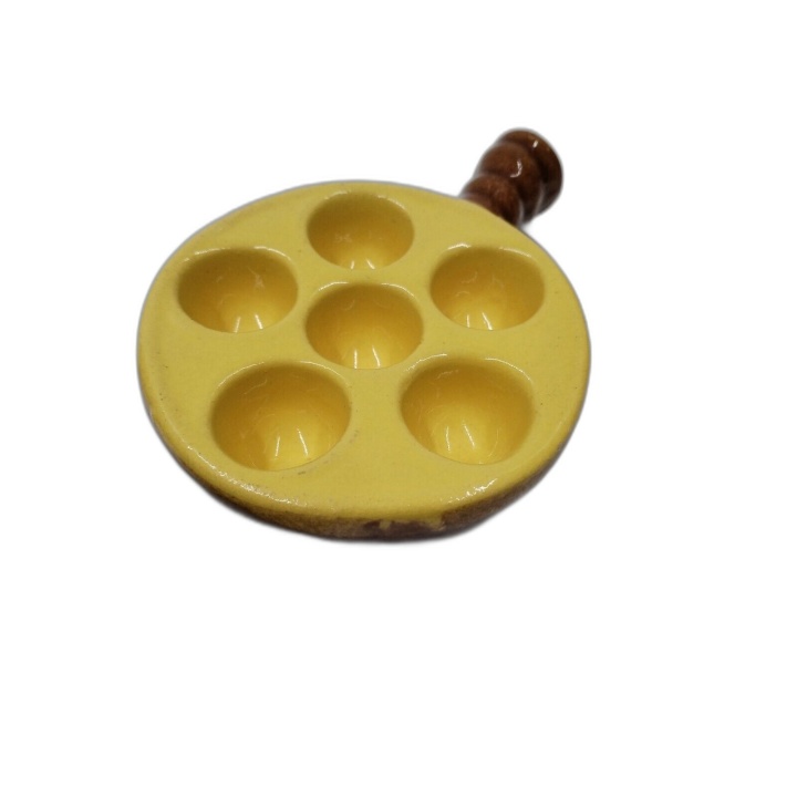 Lot 5 Assiettes à Escargots Céramique Jaune & Marron - Poêlon Vintage