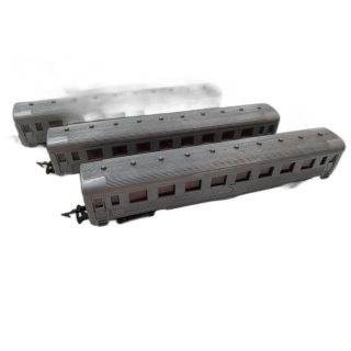 Lot Wagons Voyageurs Modélisme Ferroviaire HO - 3 Voitures Gris Argent