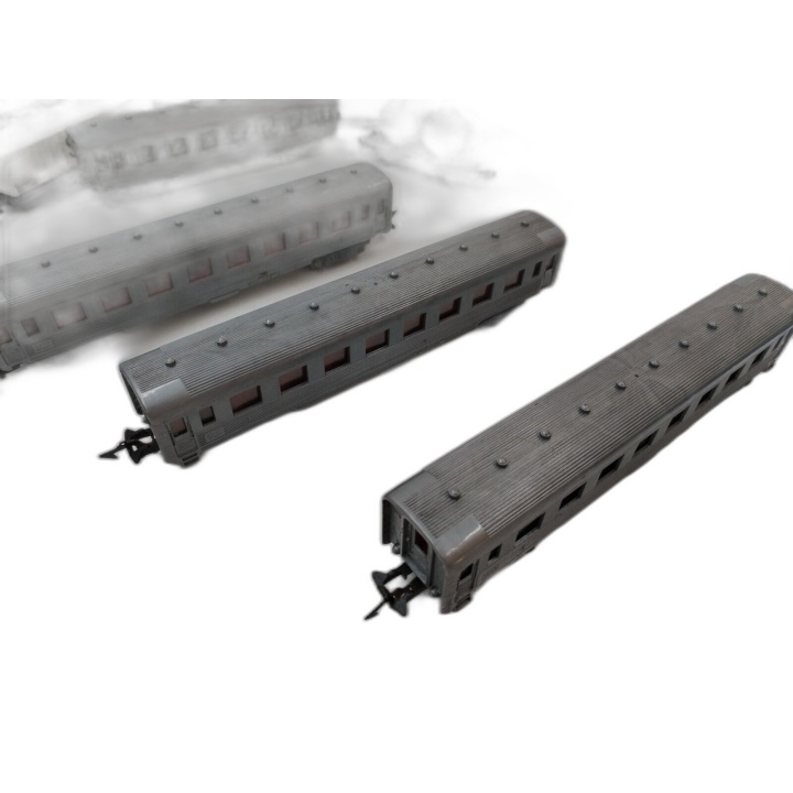 Lot Wagons Voyageurs Modélisme Ferroviaire HO - 3 Voitures Gris Argent