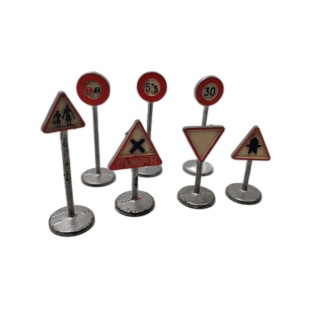 Lot 7 Panneaux Routiers Miniatures Vintage Métal - Accessoires Circuit