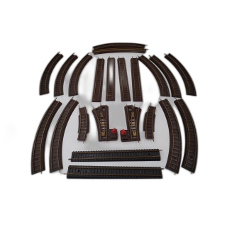 Lot Rails Train Miniature HO Ancien - 10 Courbes + 4 Droits + 2 Aiguil